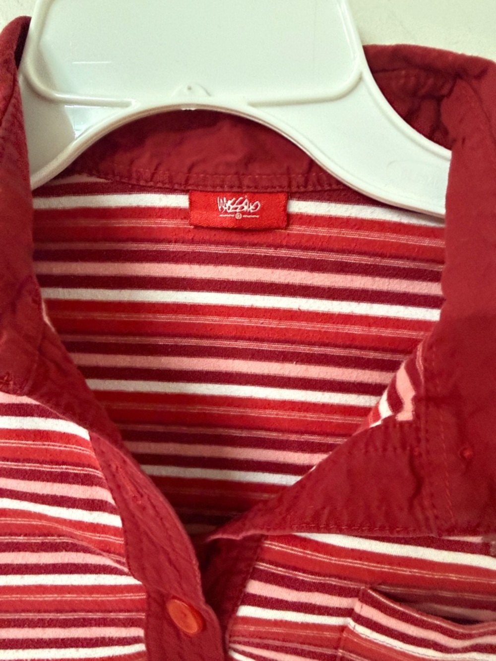 Mossimo Supply Co. Red and White Striped Short Sleeve Polo Tee 90’s Y2K - Picture 2 of 6